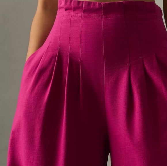 By Anthropologie Wide Leg Corset Pants Pink sz 16 NWT - Picture 3 of 12